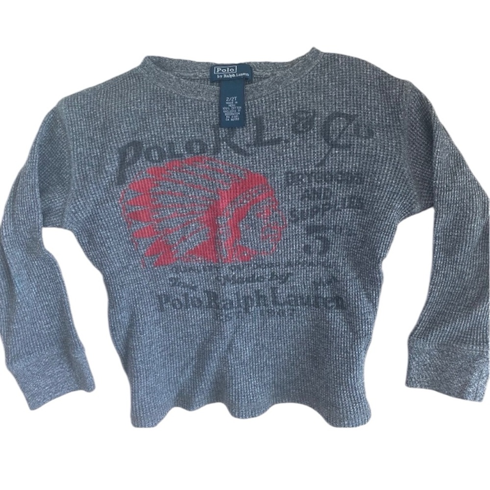 Polo Ralph Lauren Long Sleeve Gray Cotton Jersey Boys Size 2T